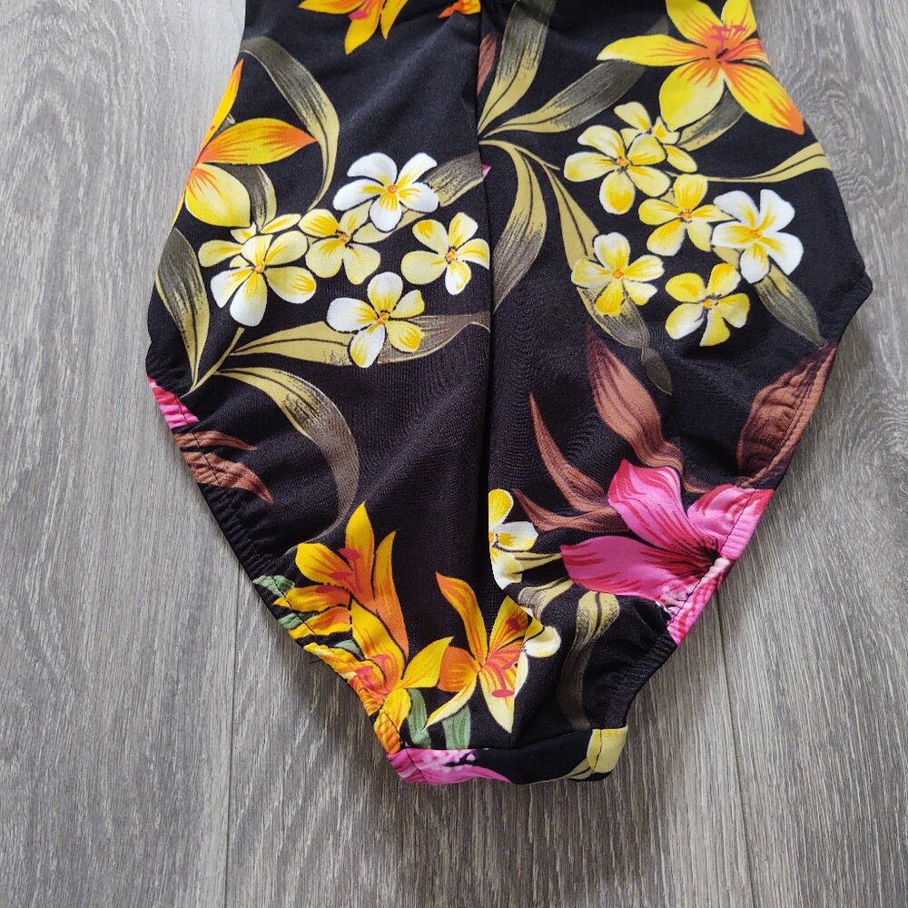 Miraclesuit Notched V Floral Print One Piece Swimsuit - Picture 9 of 15